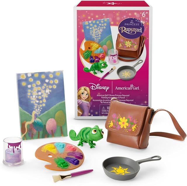 American Girl Rapunzel 18-inch Doll Painting Accessories with Pascal Figurine