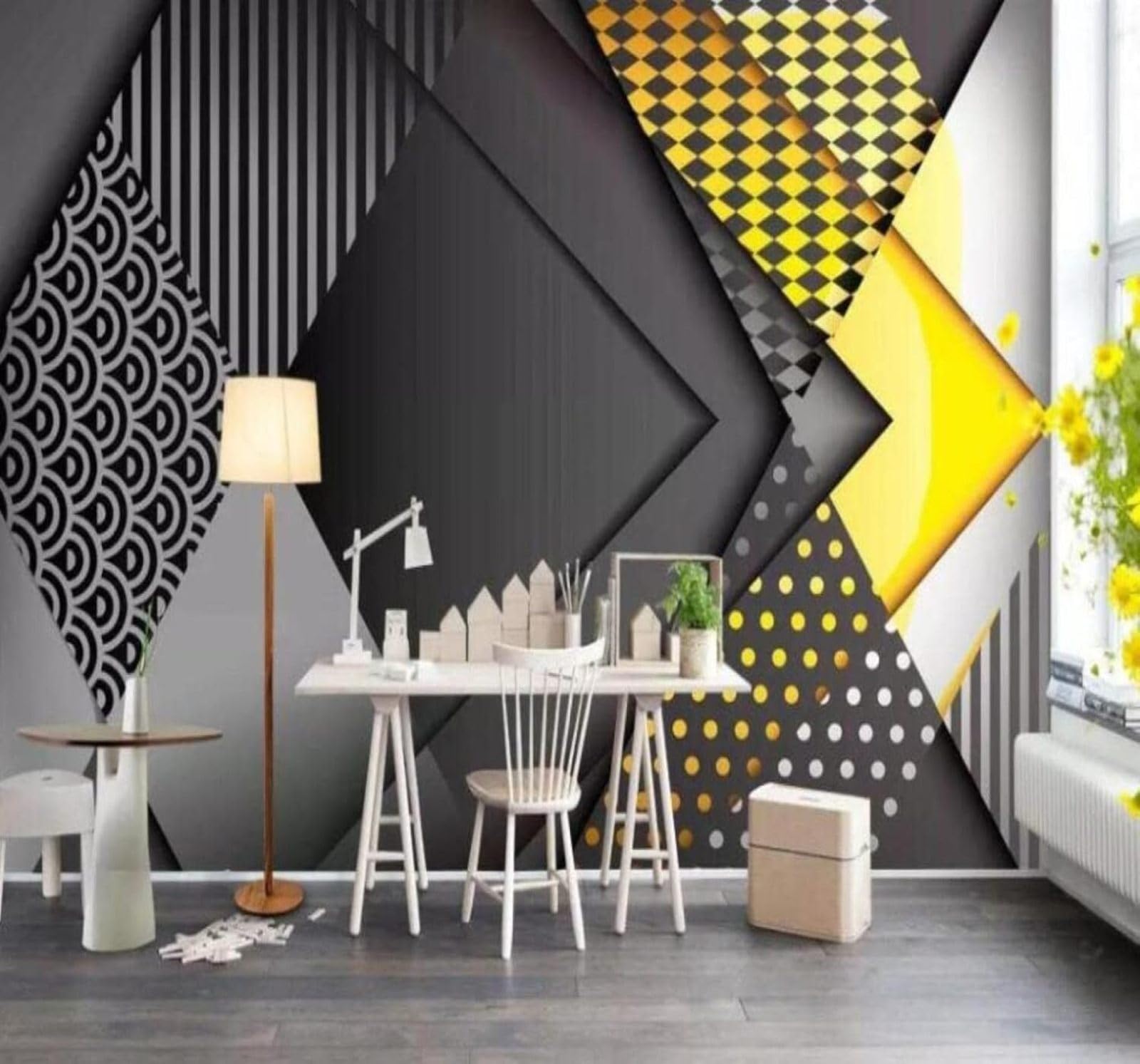 XLMING Abstract Three Dimensional Colourful Geometric Unique 3D Wallpaper Luxury Home Dining Decor Paste Sofa Living Room The Wall for Bedroom Mural-350cm×256cm