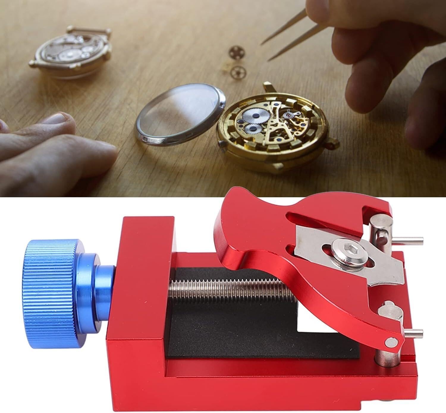 Soporte para Caja de Reloj, Herramienta de relojero Ajustable, Abrazadera de Acero Inoxidable para extracción de Correa y reparación de Movimiento