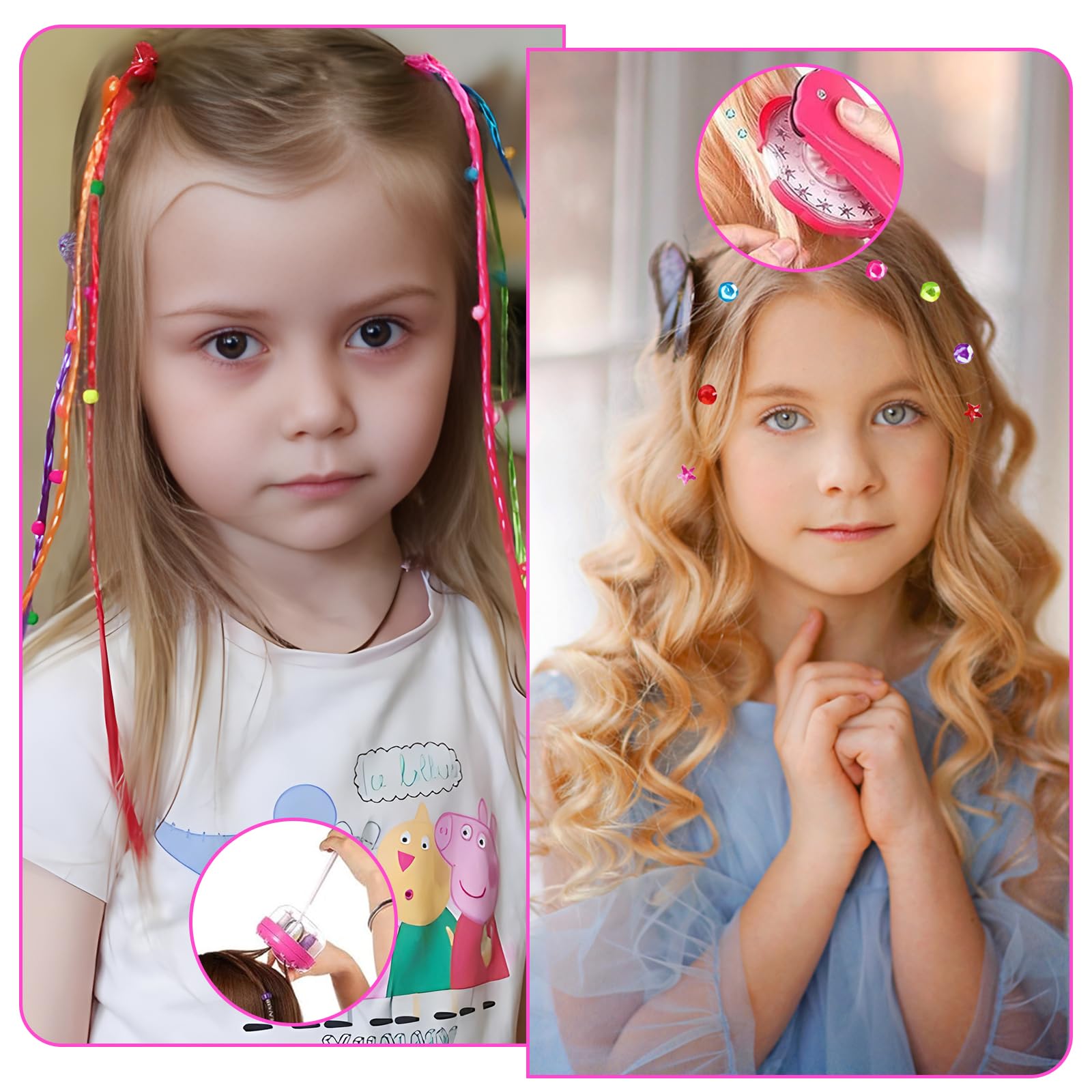 Mein HERZ Macchina per Trecce Capelli Kit Brillantini Capelli Macchina Strass Capelli Macchina per intrecciare i capelli Elettrica Kit Capelli Bambina Macchina Capelli Diamante