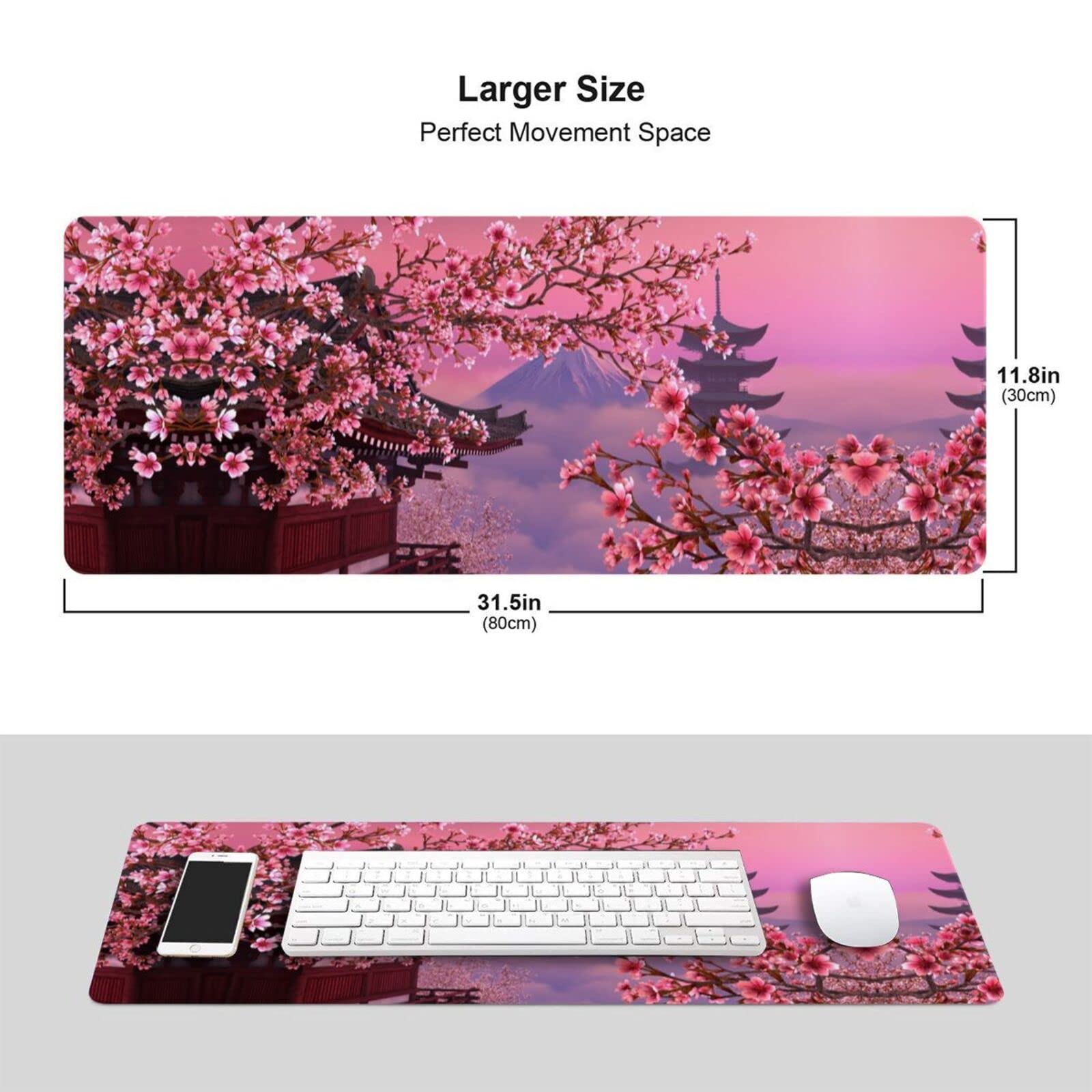 Tapis De Souris XXL Mont Fuji 700x300x3 Mm – Bords Cousus, Antidérapant, Imperméable, Pour Bureau Gaming