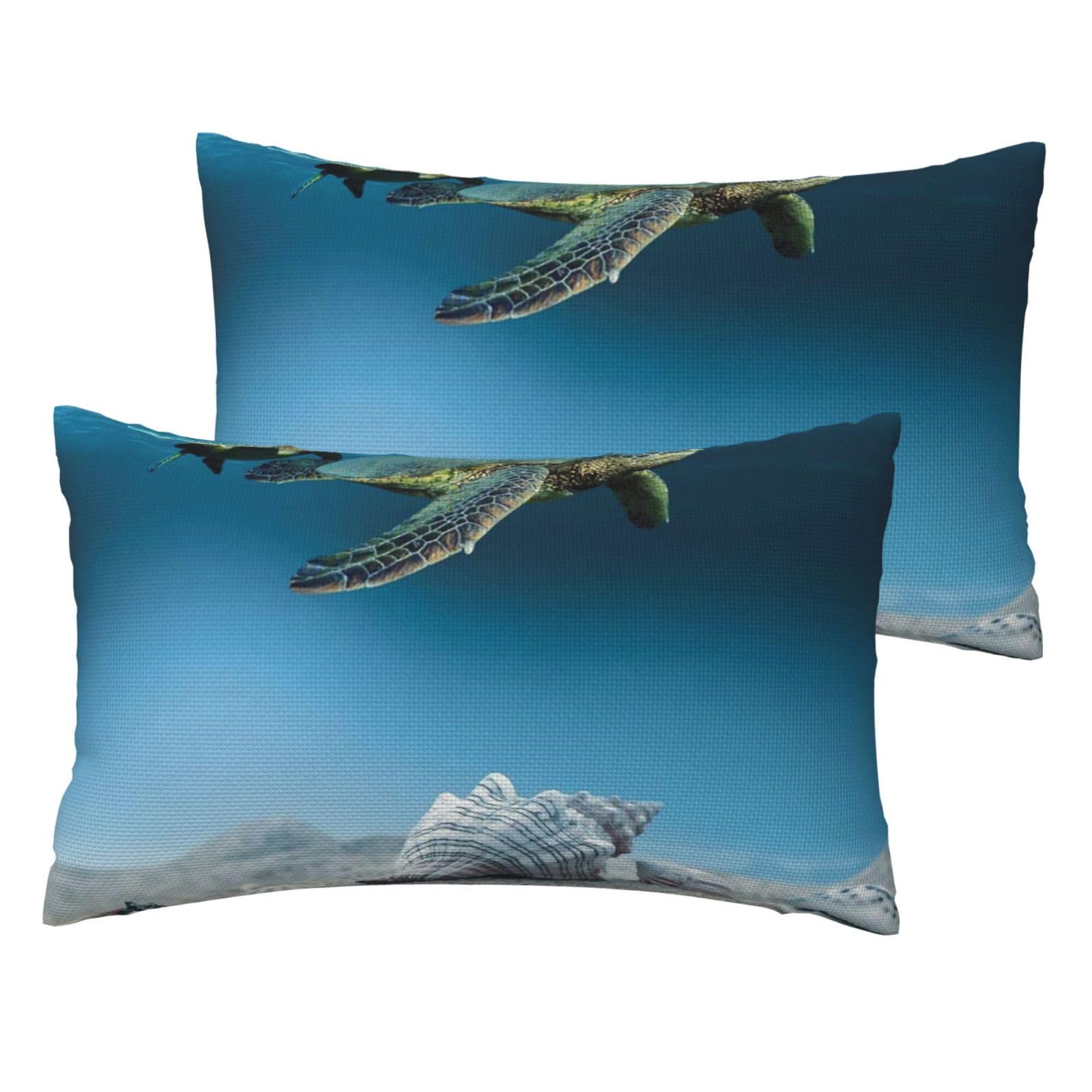 Housse de coussin imitation lin conque de mer avec fermeture éclair invisible