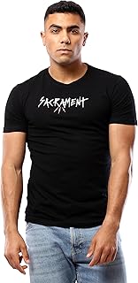 تيشيرت كاجوال للرجال من ريفين، بأكمام قصيرة مطبوع من القطن، لون أسود، مقاس XL كاجوال