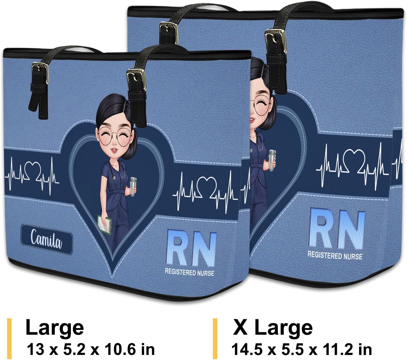 Personalized Nurse Leather Tote Bag - Custom Name Bag Gift For Nurse, Custom Medical Handbag, Nurse Graduation Gift - Image 6