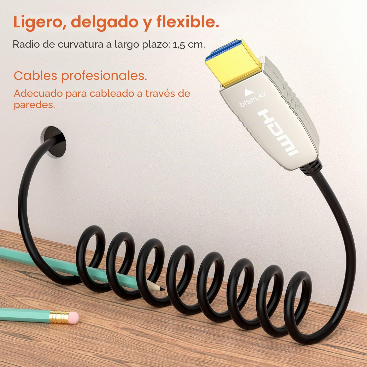 RUIPRO Cable HDMI 2.0b de fibra óptica ultrafino, 4K@60Hz, HDR/ARC, 10 m | La fibra óptica reduce interferencias frente al cobre para ofrecer gaming 4K estable y experiencia fiable de cine en casa