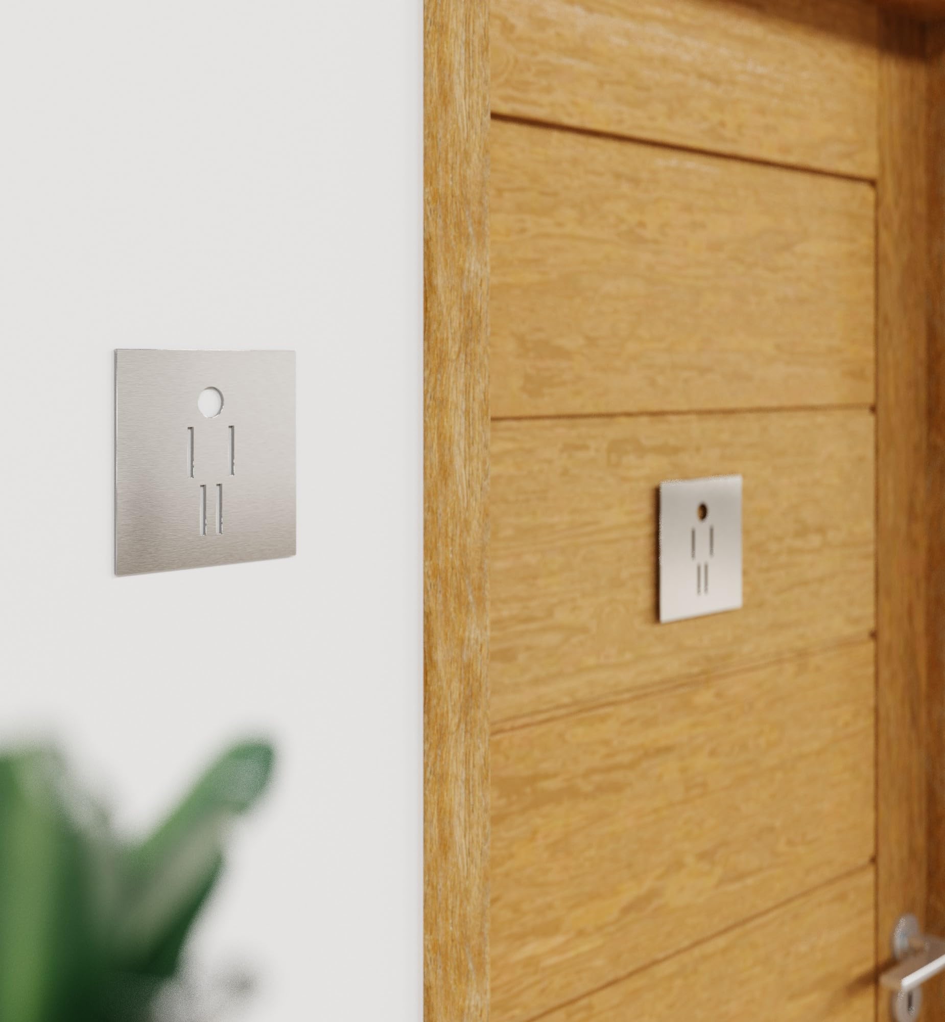Edelstahl WC-Schilder Set - selbstklebend & pflegeleicht - Design Toiletten-Schilder T-05-E