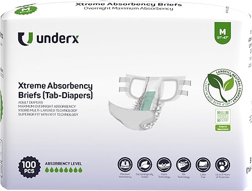 UnderX Xtreme - Pañales desechables para adultos, 100 unidades, mediano, unisex