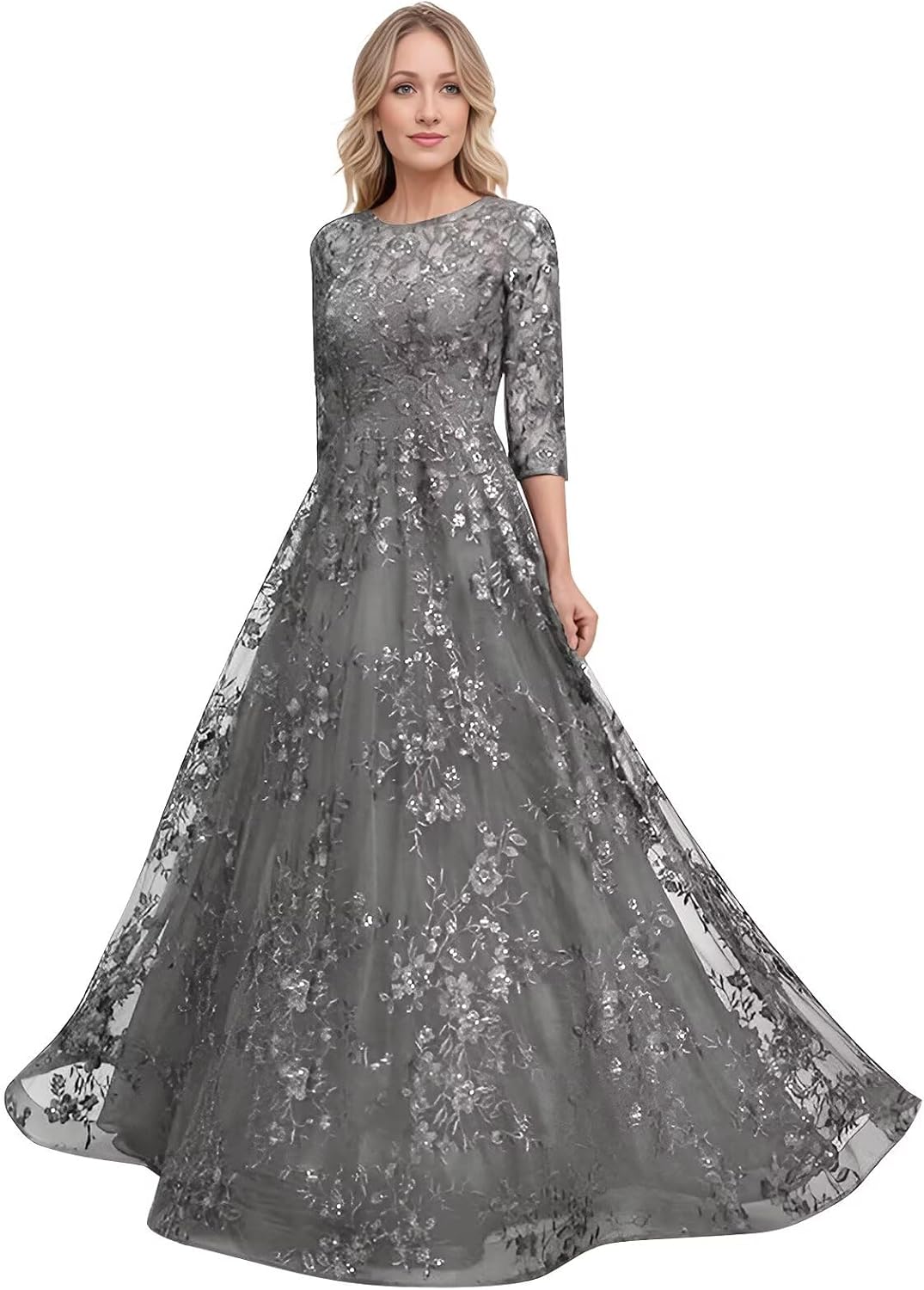 Sequin Lace Mother of The Bride Dresses Sparkly Evening Gown for Women Long Sleeve Prom Dress 2026