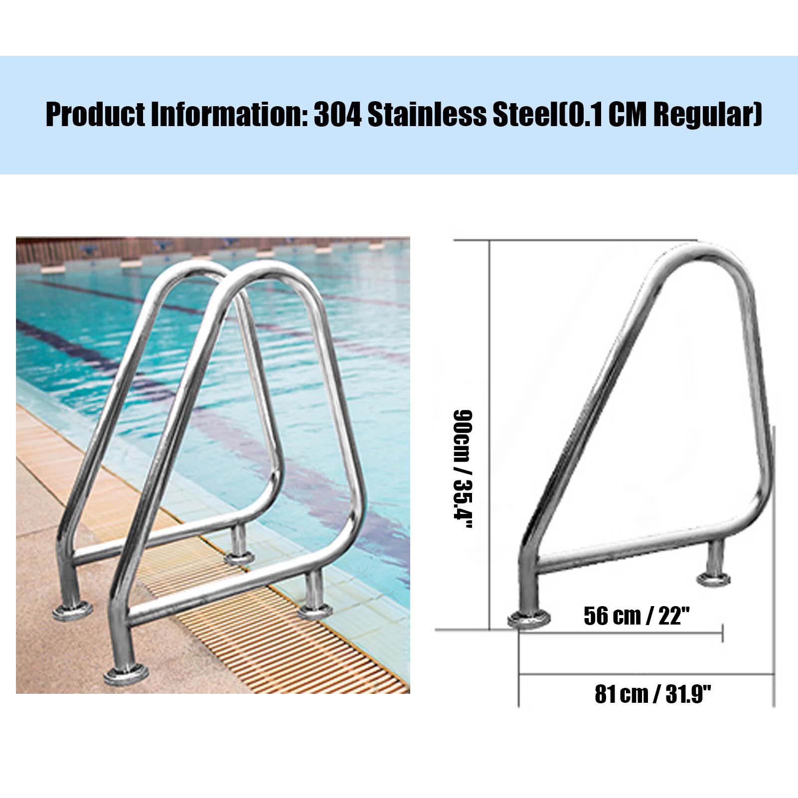 Barandillas para Piscinas, barandillas de Seguridad ergonómicas de Tres Curvas, Fabricadas en Acero Inoxidable 304, aptas para Piscinas empotradas.