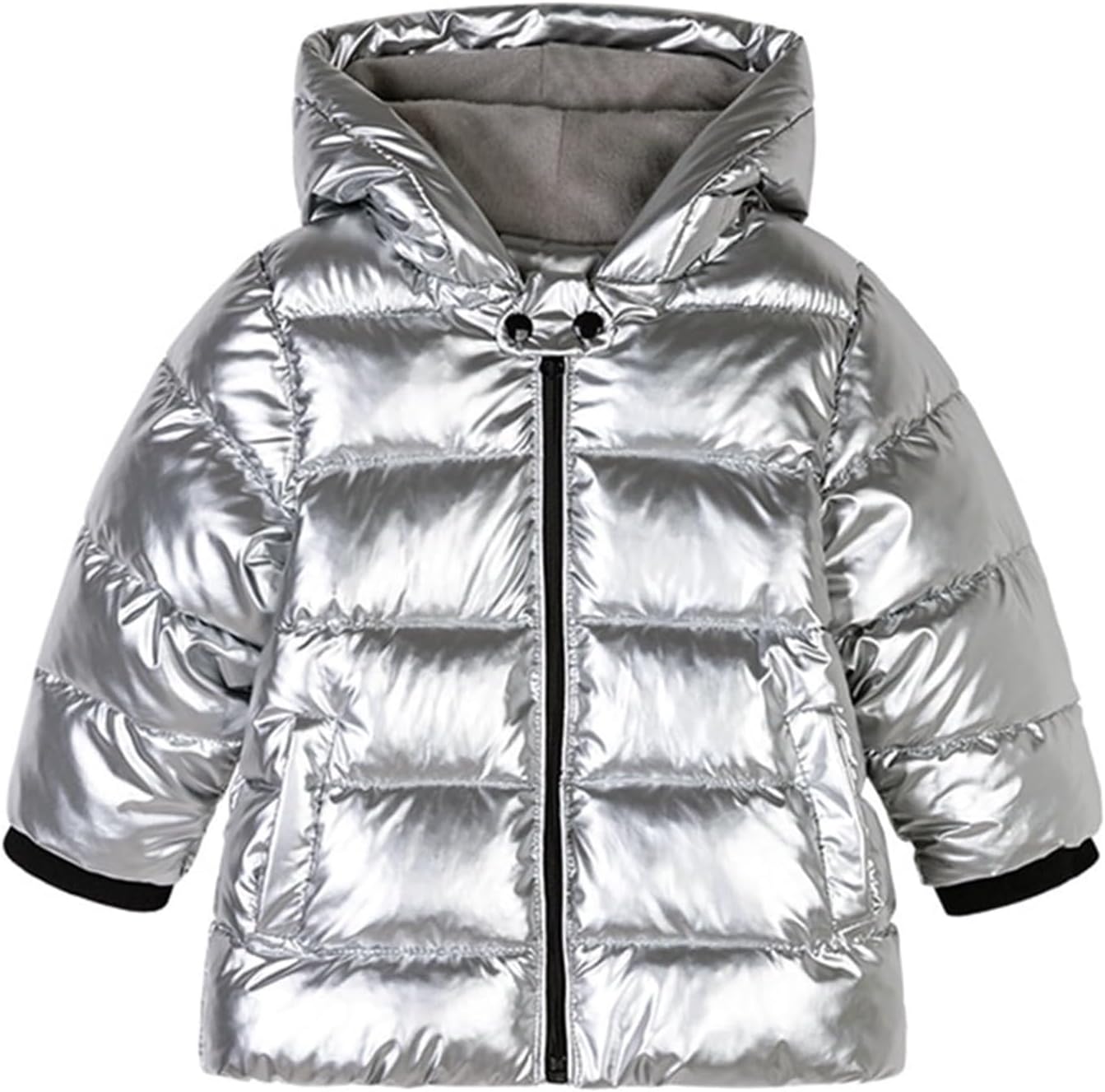 Kids Girl Boy Metallic 3D Dinosaur Hooded Puffer Jacket Winter Solid Color Zip Up Shiny Down Toddler Snow Coat for Kids