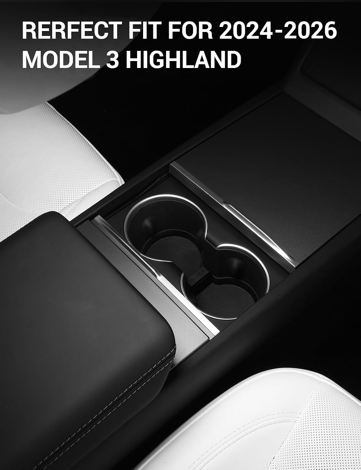 BASENOR Cup Holder Insert Mat for 2026 2025 Tesla Model Y Juniper 2024 2025 2026 Tesla Model 3 Highland TPE Cup Holder Coaster Center Console Mat Tesla Accessories (Standard/Premium/Performance)