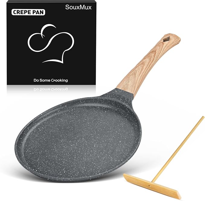 SouxMux 8" Crepe Pan with Spreader, Ceramic Nonstick, Induction Ready