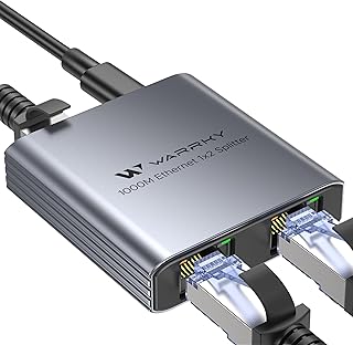 WARRKY Ethernet Splitter 1 to 2, 1000Mbps RJ45 Internet Splitter