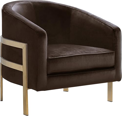 Miniatura 31 de Iconic Home Monte Accent - Silla de club elegante y elegante de terciopelo con acabado de latón cepillado, marco de acero inoxidable moderno y Negro