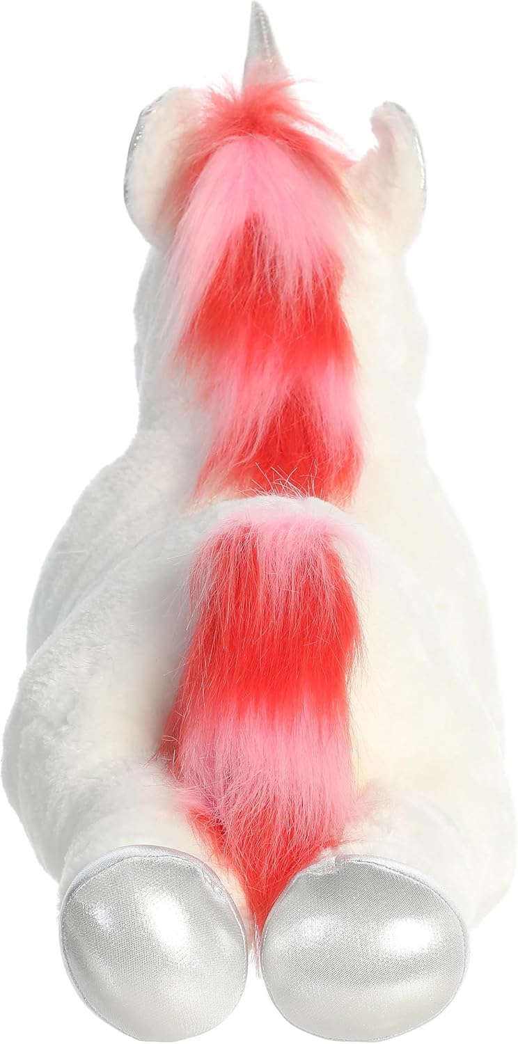 Aurora® Snuggly Super Flopsie™ Velvet Swirls Unicorn™ Stuffed Animal - Large Size for Giant Cuddles - Perfect for Decorating Rooms and Birthday Gifts - White 29 Inches