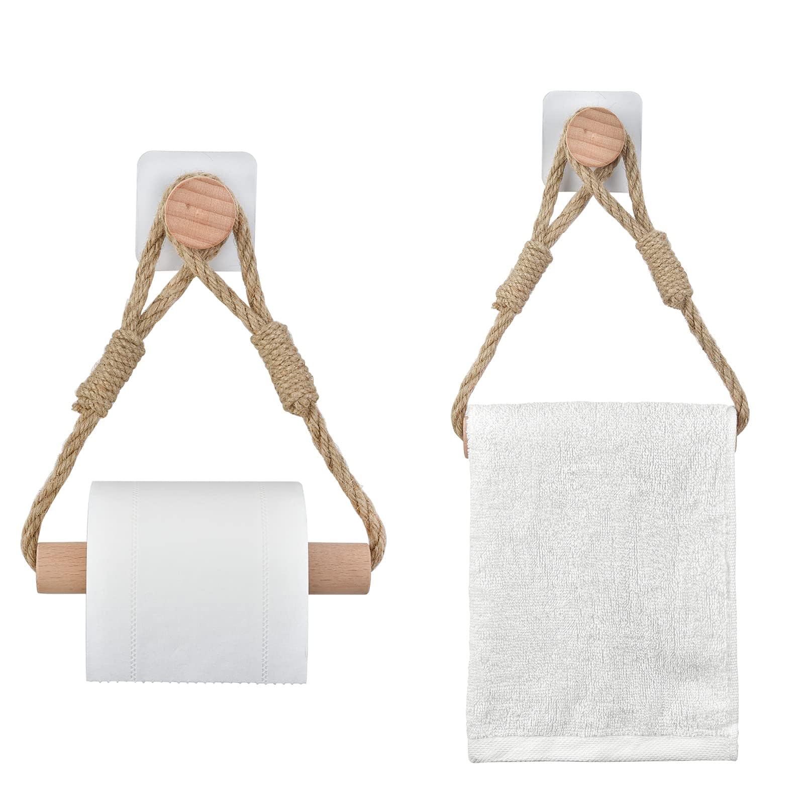 2 stuks toiletpapierhouder wandmontage met dubbellaagse houten planken 2 stuks toiletpapierhouder wandmontage met dubbellaagse houten planken