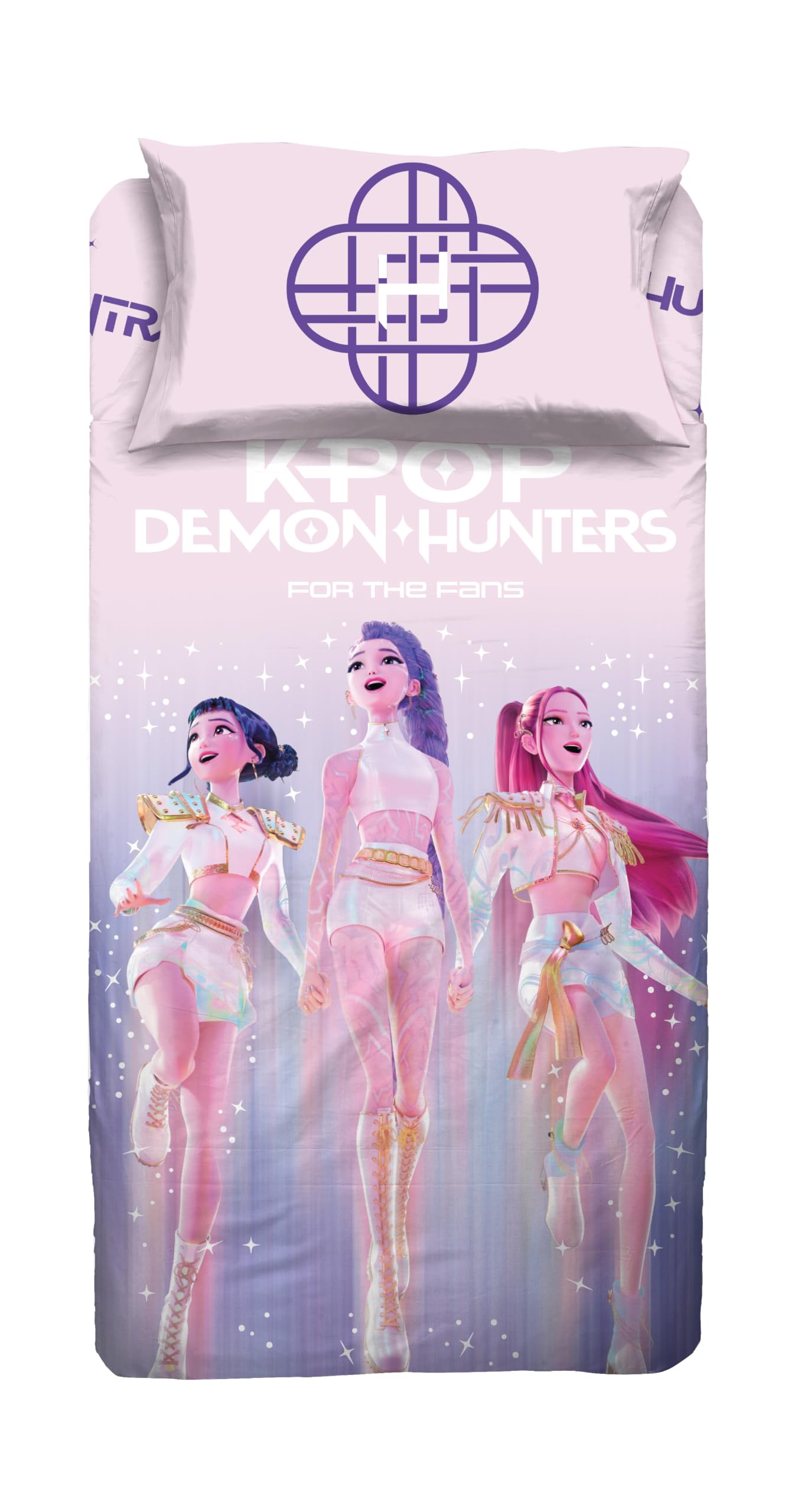 Set Lenzuola Letto Piazza e Mezza Kpop Demon Hunter, Completo Letto 1 Piazza e Mezza, 100% Cotone, Prodotto Ufficiale
