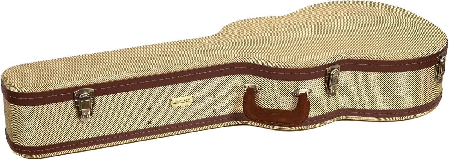 Crossrock Classical Guitar Case for 4/4 Nylon String | Classic Fabric Tweed Exterior, Re-Engineered Shell, Leather Handle & Deep Red Velvet Interior (CRW700CTW)