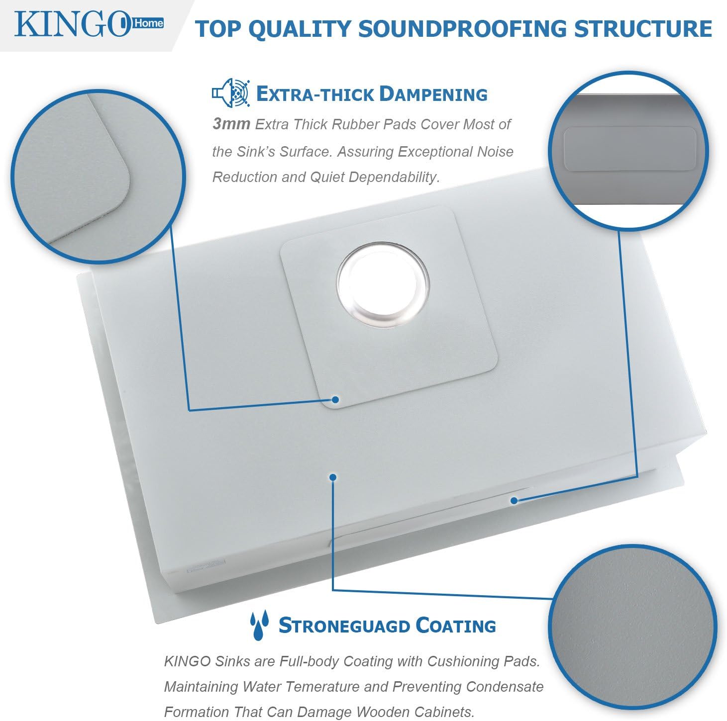 KINGO HOME 33 x 22 Inch Drop in Stainless Steel Kitchen Sink, Single Bowl 16 Gauge Top mount Sink Commercial Handmade 9 Inch Deep Kitchen Sinks Workstation Single Basin Brushed Satin Nickel