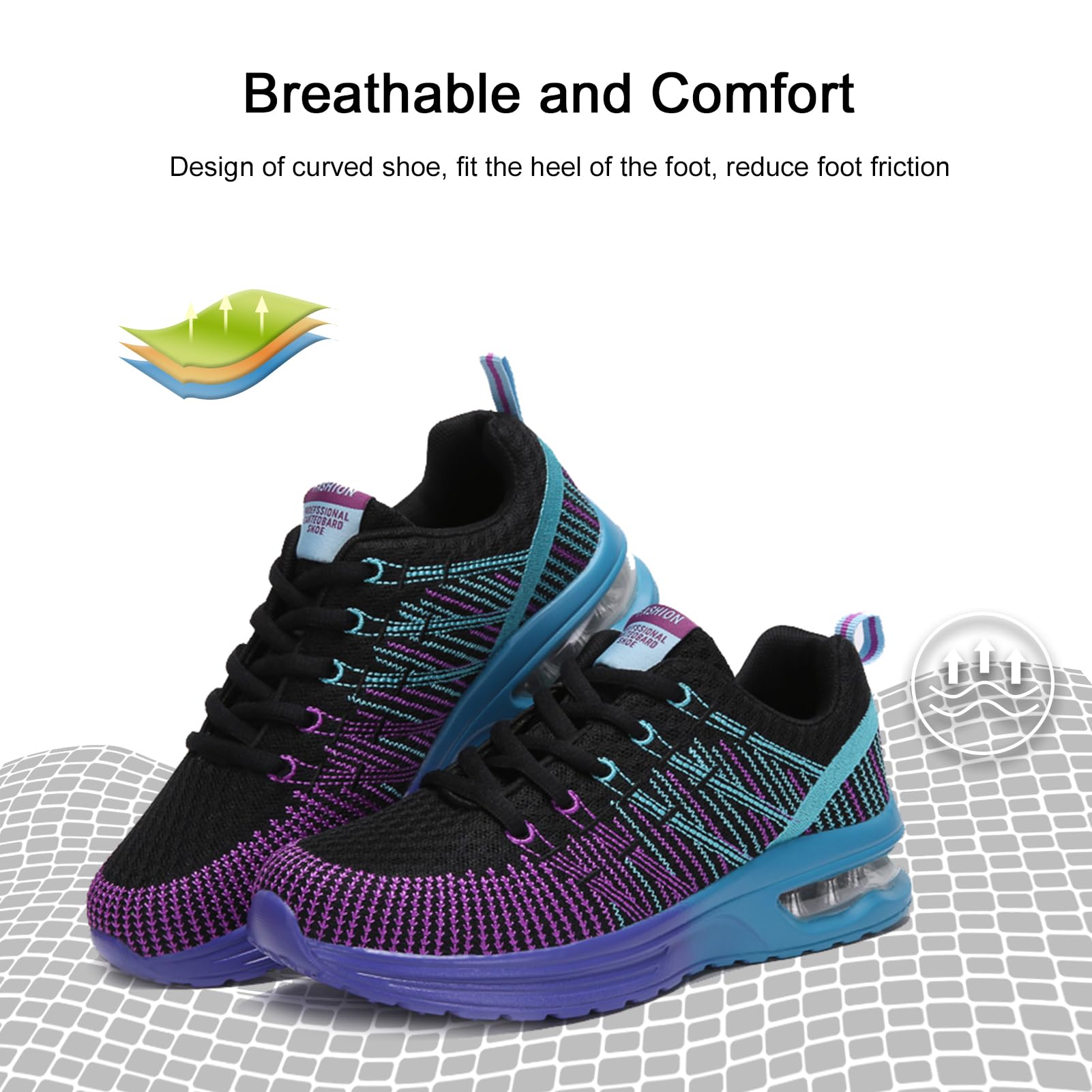 Hitmars Scarpe Running Donna Scarpe Ginnastica Corsa Sportive Sneakers Traspiranti Leggero Air Scarpe Camminata Fitness Jogging Casual all'Aperto Nero Grigio Rosso EU 36-42