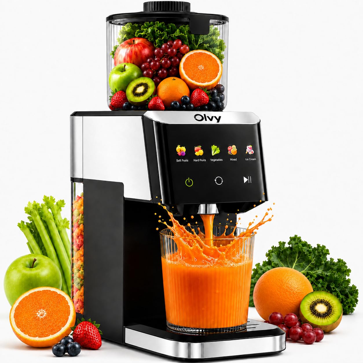 Olvy Slow Juicer Saftpresse | Kaltentsafter für Maximale Vitamine