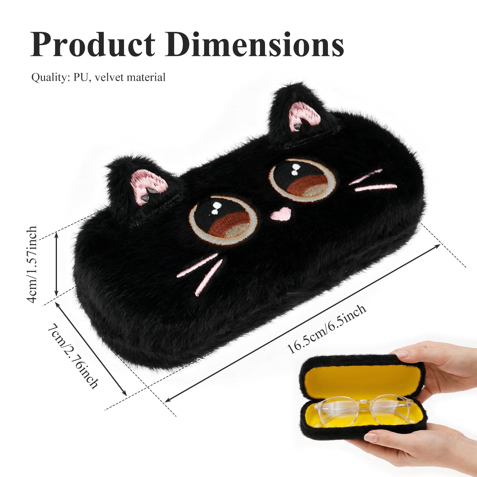 Brillenetui Kinder Mädchen Flauschig Katzen mit Magnetverschluss | Brillenetui Hardcase Groß Süß aus PU-Innenfutter Wasserabweisend Schmutzabweisend für Mädchen Jung
