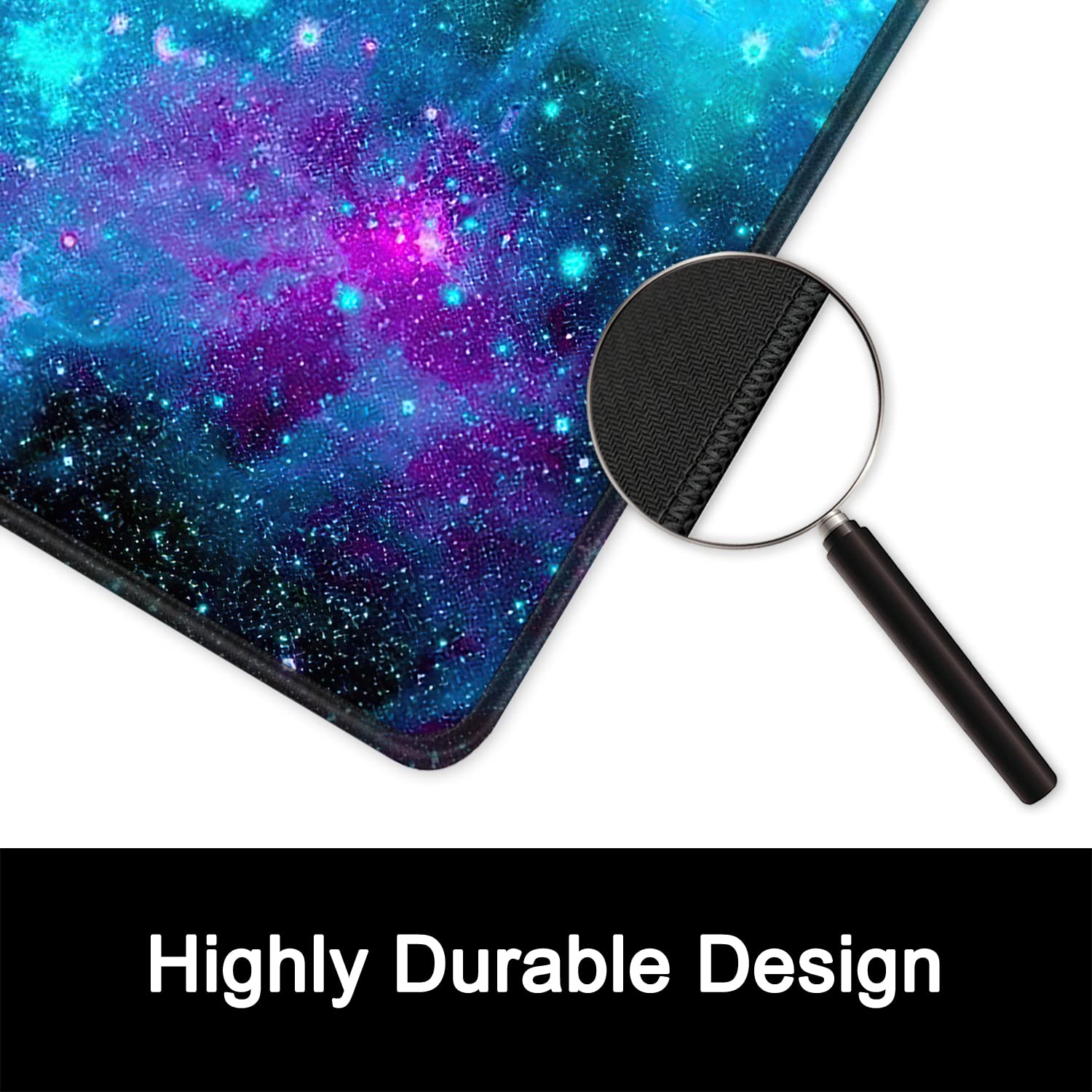 ITNRSIIET Mauspad mit Rutschfester Gummiunterseite, genähter Rand, Premium-strukturiert, wasserdichtes Gaming-Mauspad für kabellose Maus, Computer, Laptop, Büro, 260 x 210 mm, Nebula Galaxy - 3