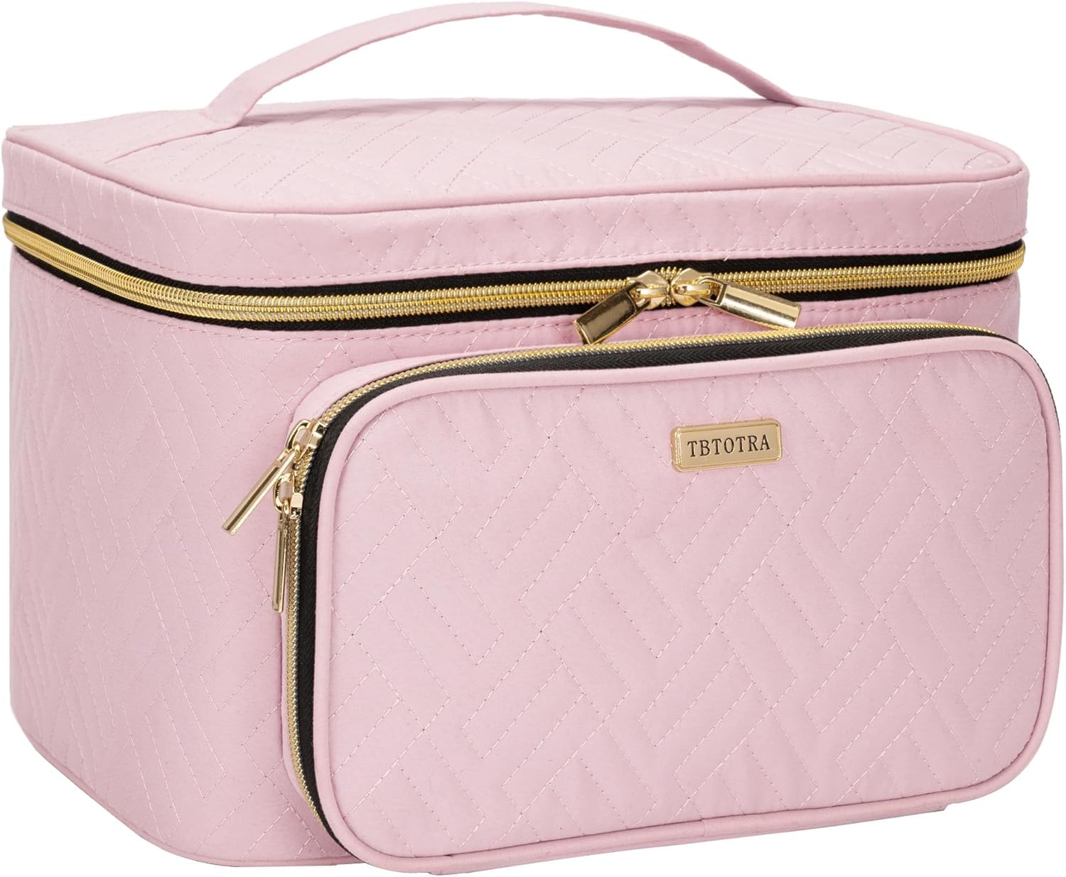Travel Makeup Bag with Jewelry Organizer, Large Cosmetic Case, Waterproof Toiletry Bag for Cosmetics, Brushes, and Tools, Pink Travel Makeup Bag with Jewelry Organizer, Large Cosmetic Case, Waterproof Toiletry Bag for Cosmetics, Brushes, and Tools, Pink