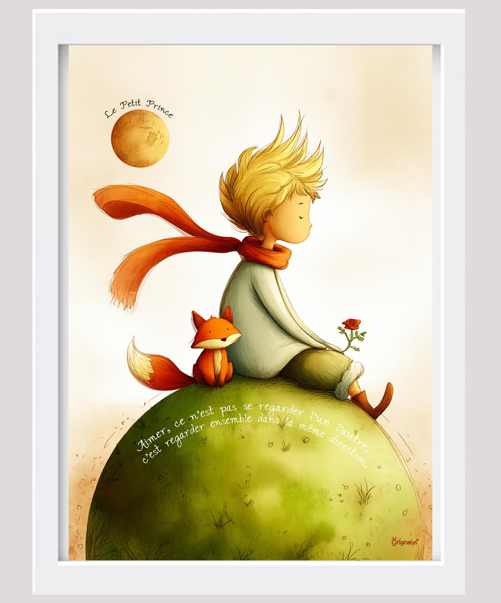 Originalys Le Petit Prince. Affiche décorative pour chambre d'enfant, fille et garçon, A4, idée de cadeau pour enfant. Décoration murale (Sans cadre) (1, Aimer)