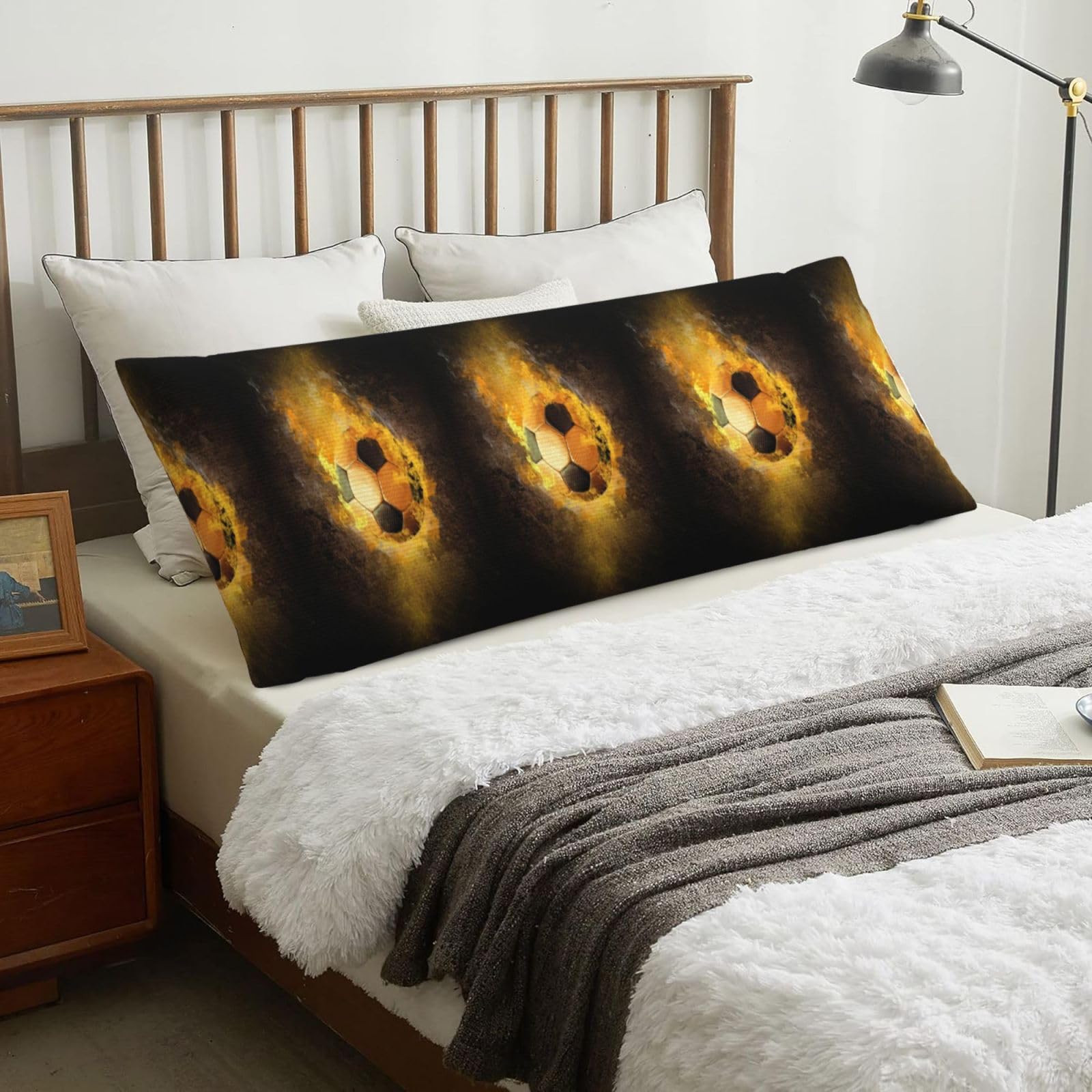 Football Soccer, Body Pillow Cover with Zipper,Long Body Pillowcase 20 x 60 in