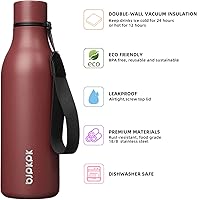Vista 256 de BJPKPK Botellas de agua aisladas, botella de agua de metal de acero inoxidable de 18 onzas con correa, termo a prueba de fugas sin BPA, tazas