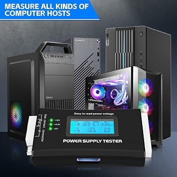 Computer PC Power Supply Tester, ATX Power Supply Host Inspection Maintenance Tool, PSU Tester, Detect with 20/24 Pin LCD Display for ATX,BTX,ITX,TFX.