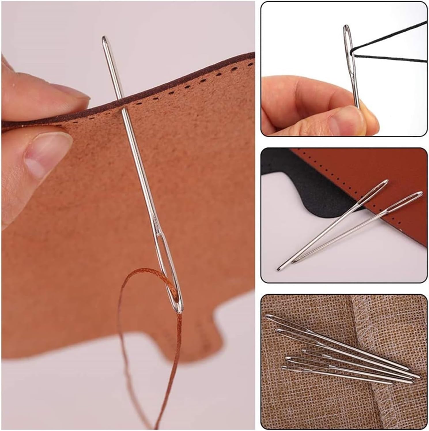 SBTRKT 18 PCS Large-Eye Blunt Needles Stainless Steel Yarn Knitting Needles Leather Sewing Needle Hand Sewing Tools