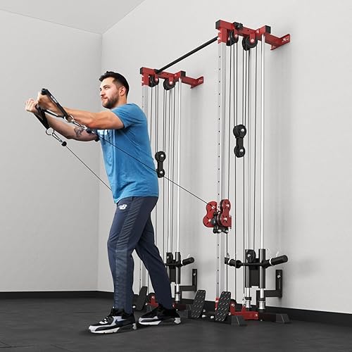 Miniatura 7 de ER KANG Máquina de cruce de cables, soporte de pared para entrenador de función, combo de estación de cable, sistema de polea doble de 18 alturas,