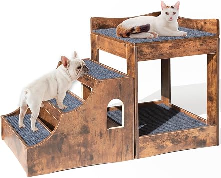 Super Large Multi-Level Pet Bunk Bed for Dog and Cat, Window Perch with Stairs, Pet Bed Couch for Bedside, Home, Indoor Use Medium