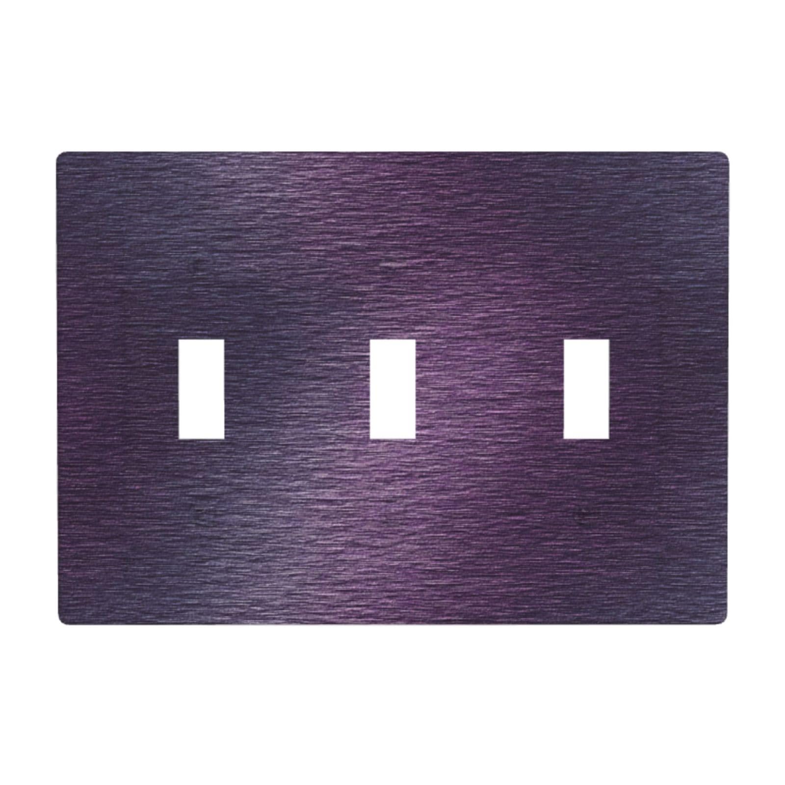 Metallic Dark Purple Foil Light Switch Covers 3 Gang Triple Toggle Wall Plate Switchplate Electrical Faceplate for Bathroom Kitchen Bedroom Decor