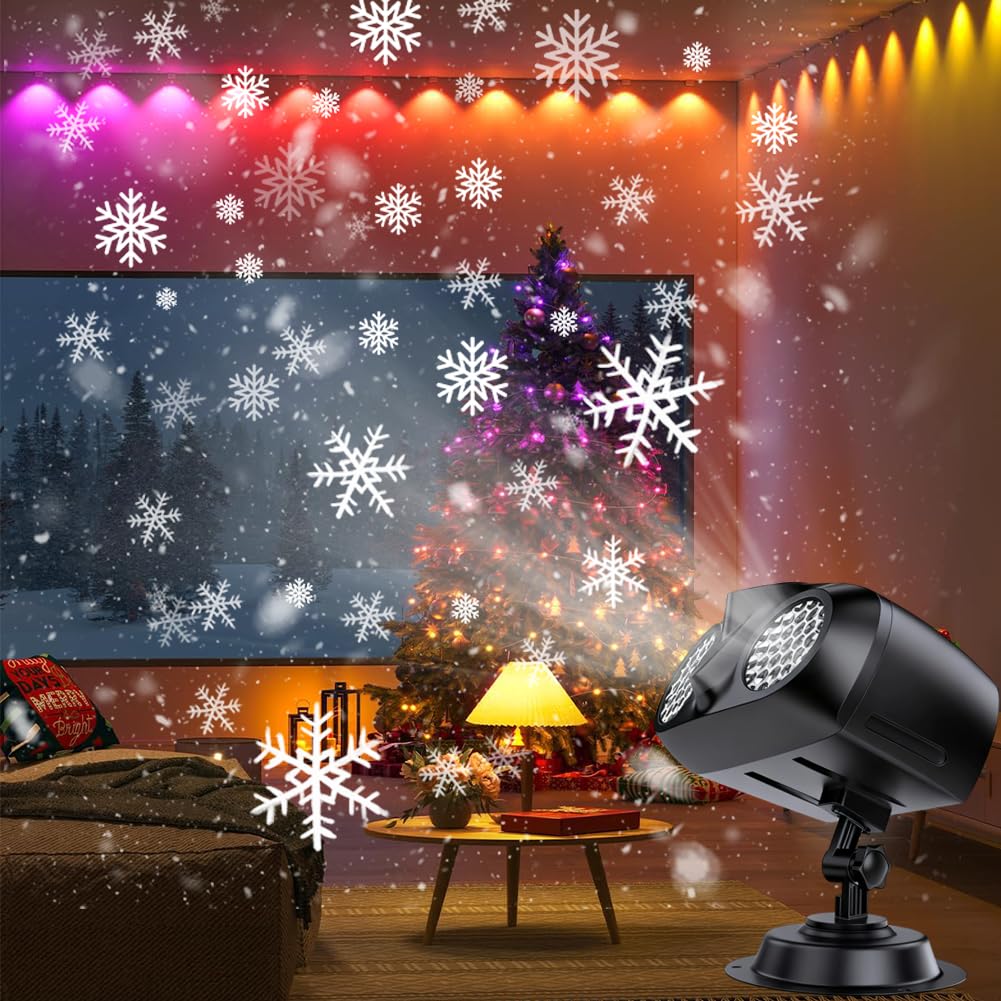 RANJIMA Proyector de Navidad para exteriores, proyector dinámico LED con mando a distancia, proyector de Navidad resistente al agua, iluminación de Navidad, exterior para jardín, ventana, patio