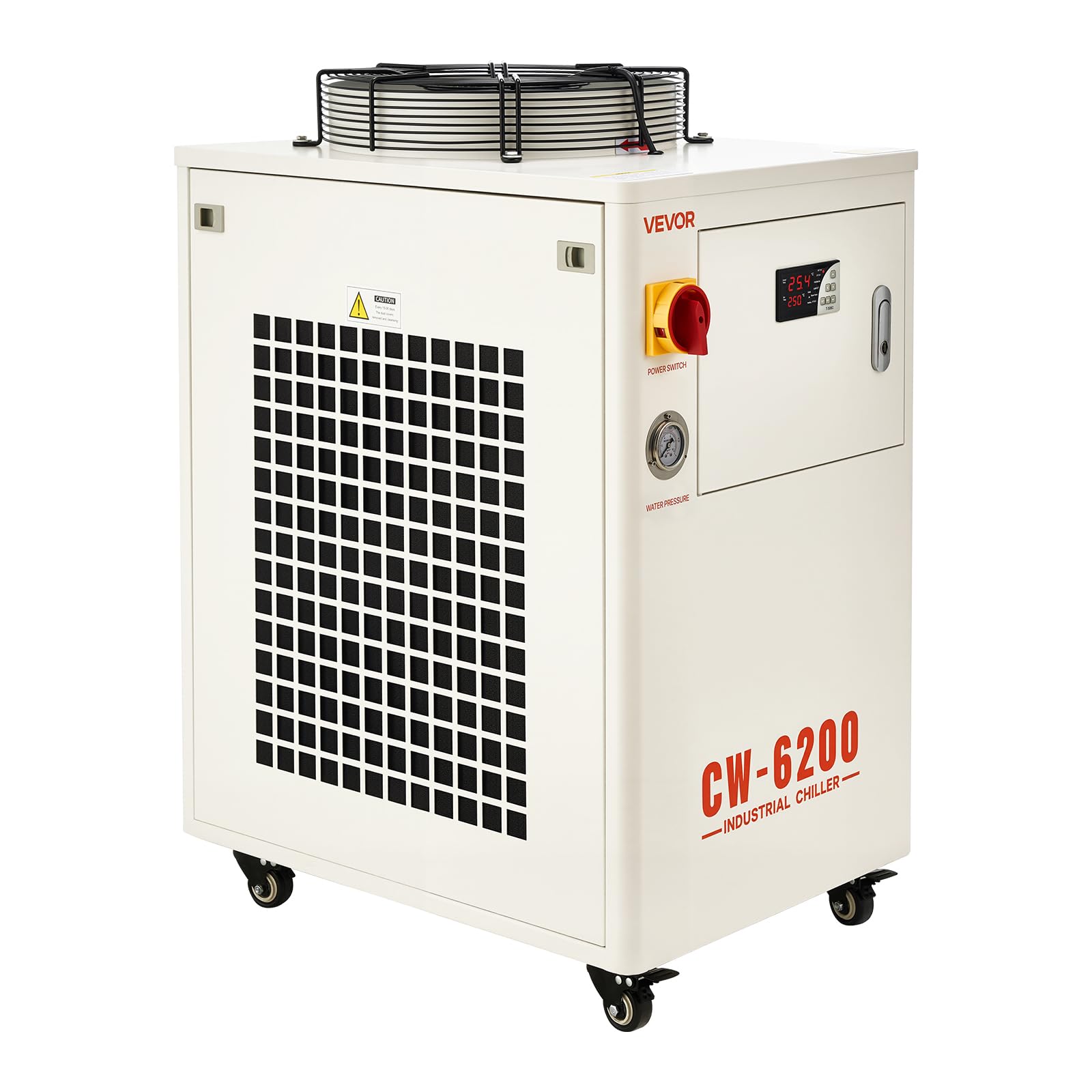 VEVOR Industrieller Wasserkühler, 5 kW, Wasserkühlsystem mit Kompressor, 15 L Tankinhalt, max. Durchflussrate 70 L/min, Industrial Water Chiller für CO2-Laser-Röhrengravur- & Schneidemaschinen