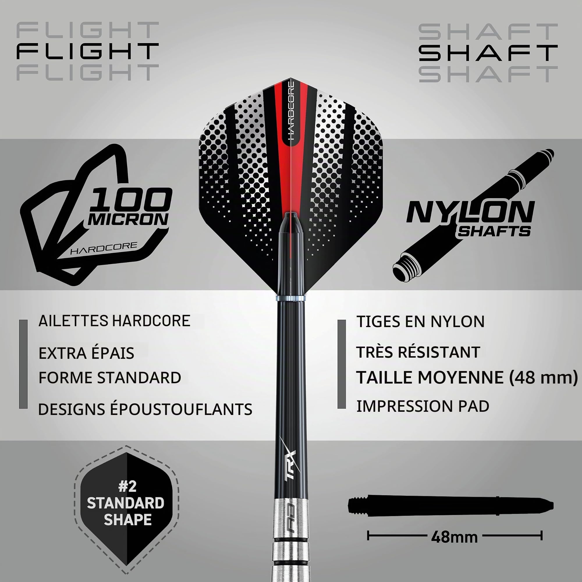 RED DRAGON Sidewinders 27g Our 30g Fléchettes Pointes Acier avec Ailettes et Tiges de Flechettes