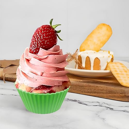 Miniatura 4 de 12 tazas de silicona multicolor para hornear, forros reutilizables para magdalenas, fáciles de limpiar, antiadherentes para fiestas, regalos