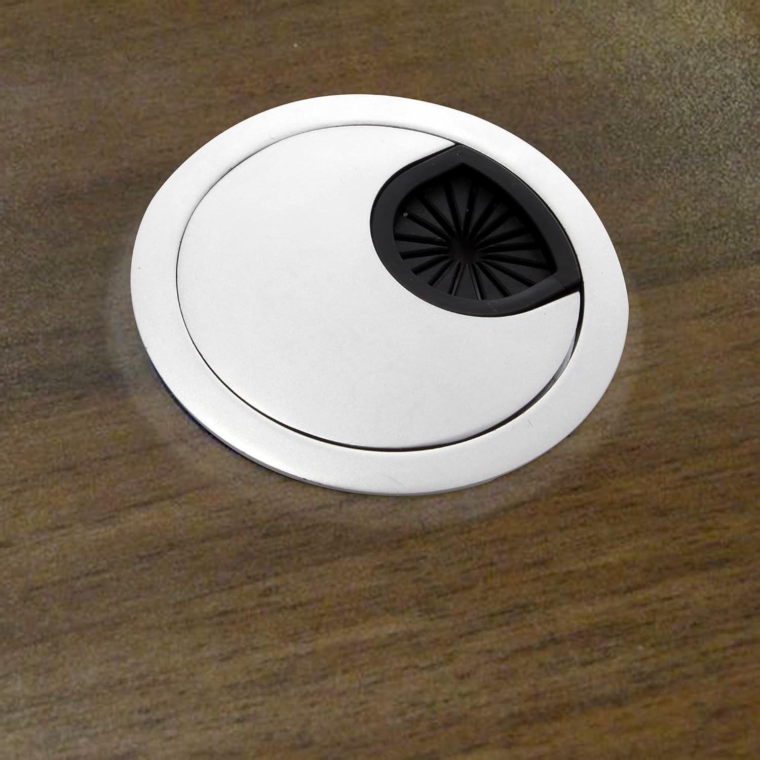 cable organizer - cable manager - table top - office desk - desktop table (zinc - 80mm dia)