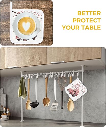 Miniatura 6 de 2 Packs Valentine's Truck White Pot Holders Sets for Kitchen,Oven Pan Plate Bowl Pads Heat Proof Mat with Hanging Loop,Terry Cloth Potholders Soft