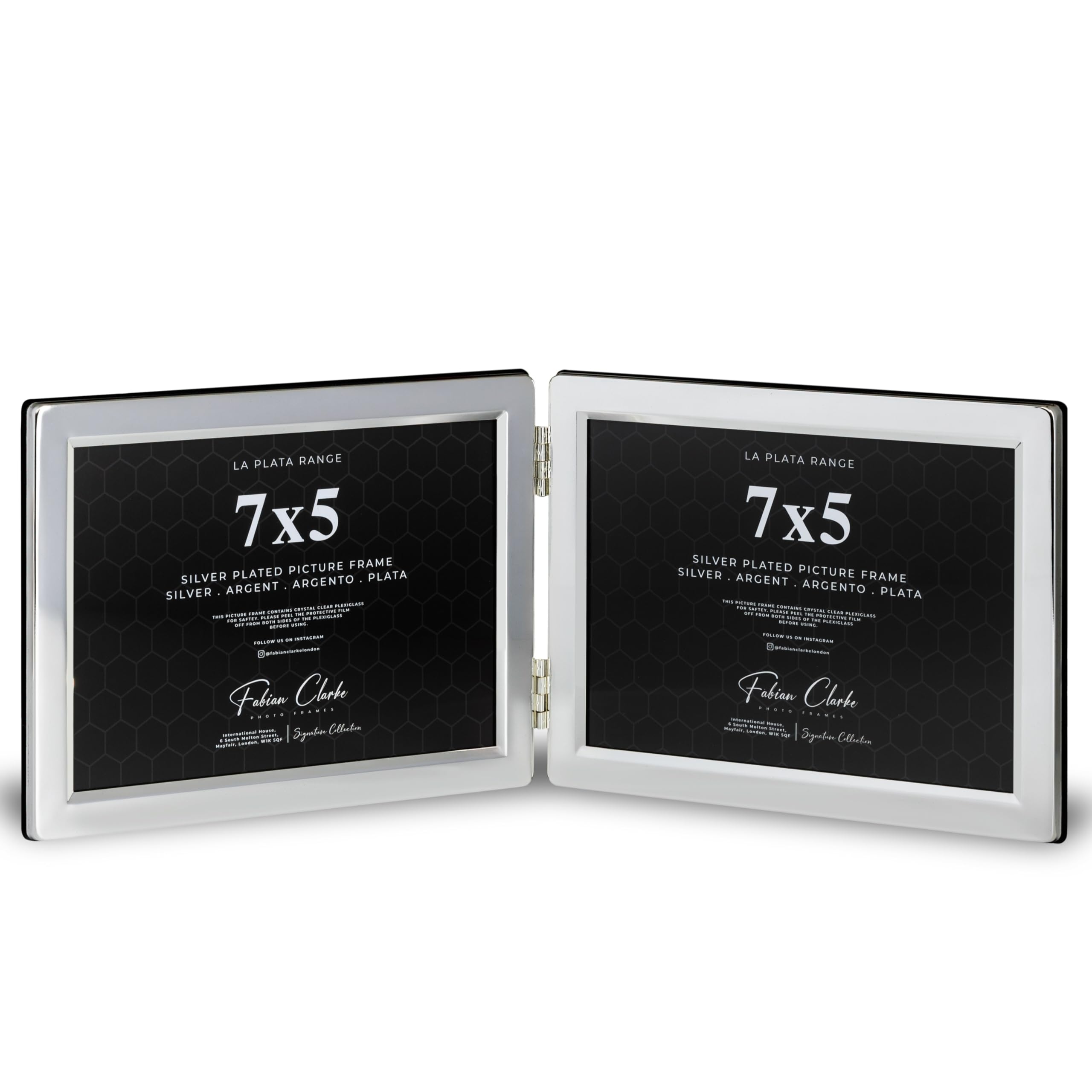 7x5 Silver Plated Picture Frame Double Frame Landscape Orientation for Two Photos or Pictures Traditional Silver Picture Frames & Tarnish Resistant