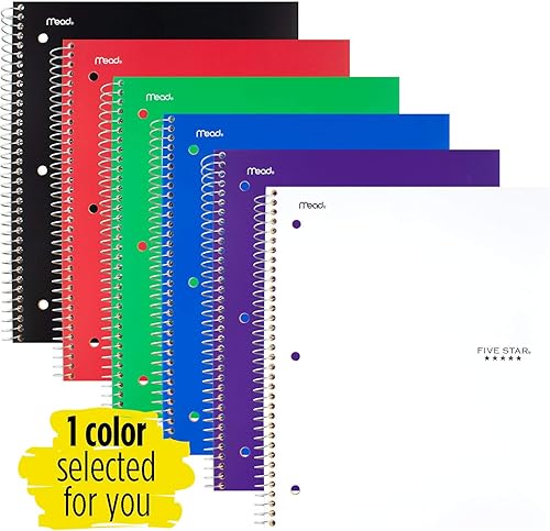 Miniatura 3 de Cuaderno de Five Star, 1 materia, con rayas, 100 hojas, 11" x 8-12", Variados