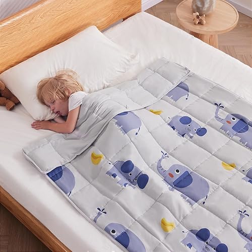 Miniatura 8 de Manta con peso para niños (40 x 60 pulgadas, 7 libras), manta con peso para niños, manta refrescante para dormir, manta transpirable de tamaño manta