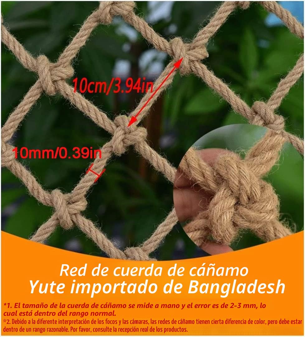Red de Seguridad para Mascotas para Niños Red de Cuerda Cáñamo Red de Protección contra Caídas para Escaleras de Balcón Red de Cercas de Jardín Red de Cuerda Decorativa Interior Y Exterior