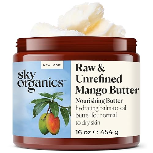 Miniatura 1 de Sky Organics Mantequilla de mango para cuerpo y cara, 100% cruda y sin refinar para hidratar, equilibrar y tonificar uniformemente, 16 onzas