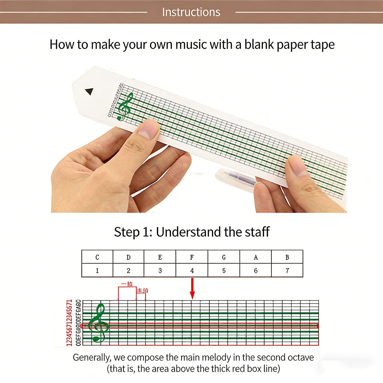 Carillon con manovella, 15 note, in legno, con perforatore e carta bianca pre-incisa, per amanti della musica e appassionati di artigianato