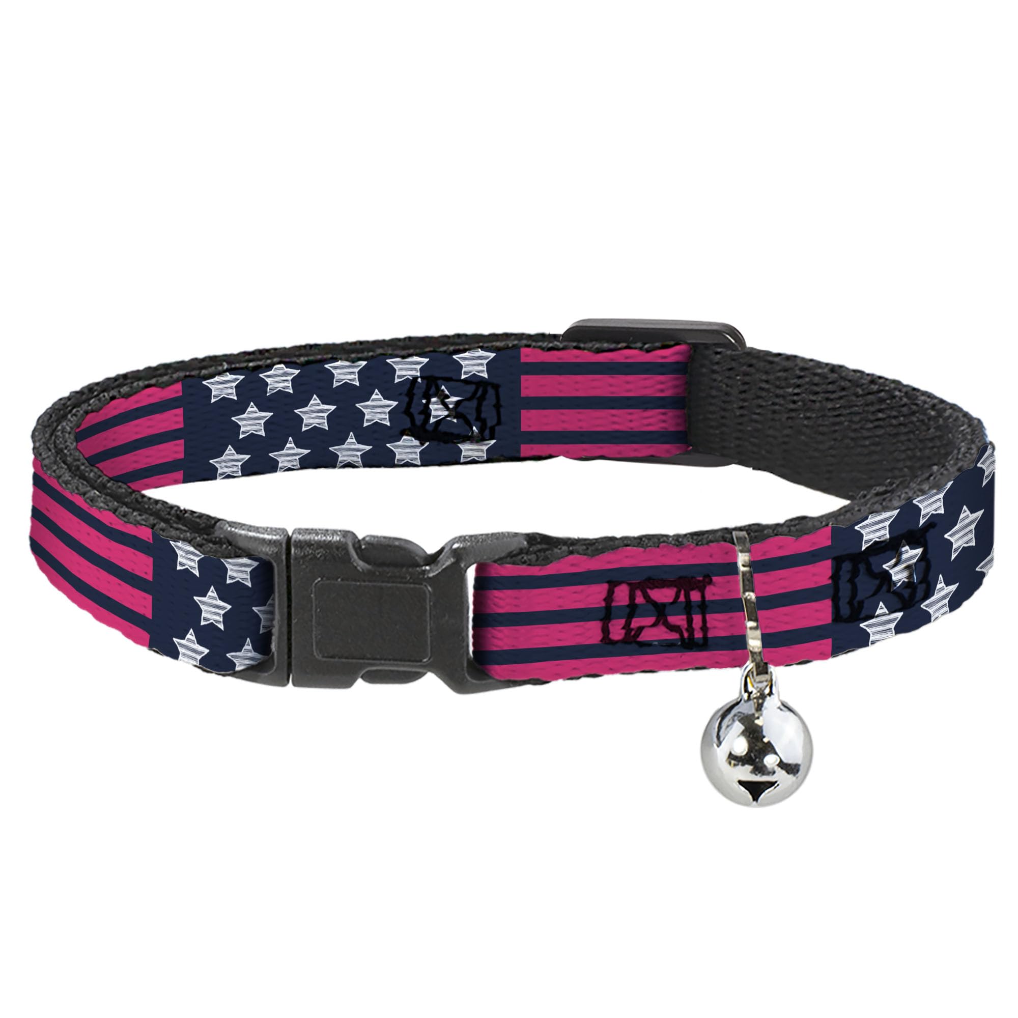 Collar para gato Buckle-Down BAC-W37161-NM de clip mediano con diseño de bandera americana
