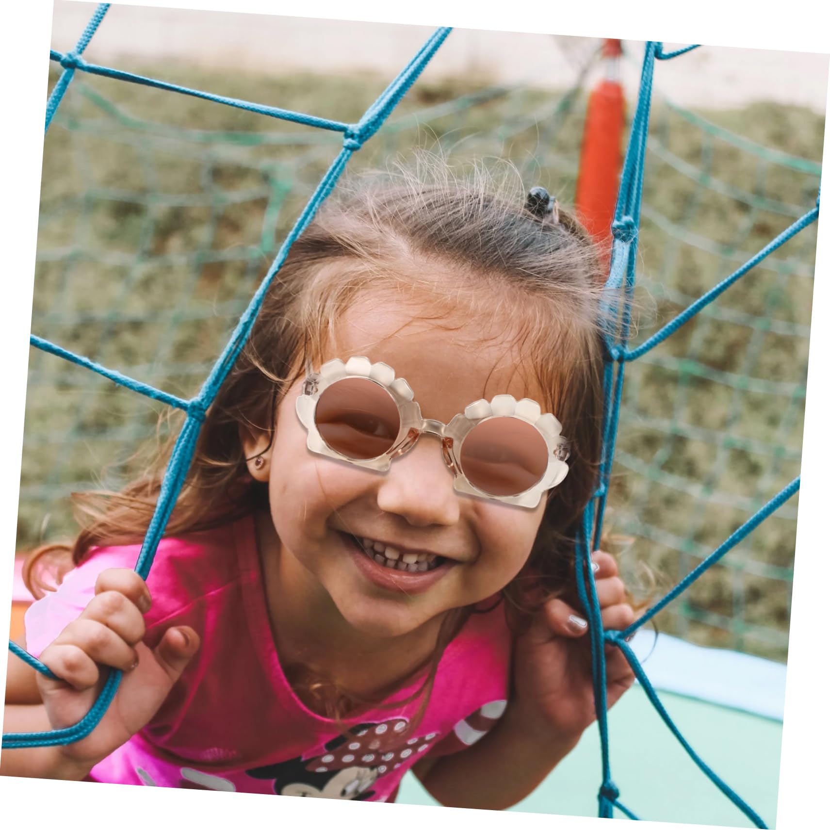 Healeved 2Pairs Irregular Shell Sunglasses for Transparent Tea Eyewear Photography Prop for Beach Parties